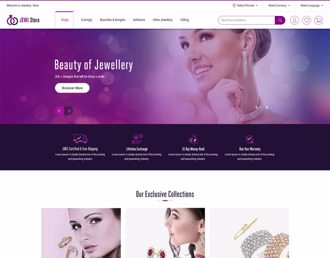 Cover image for Jewellery Store Landing Page Re-design
