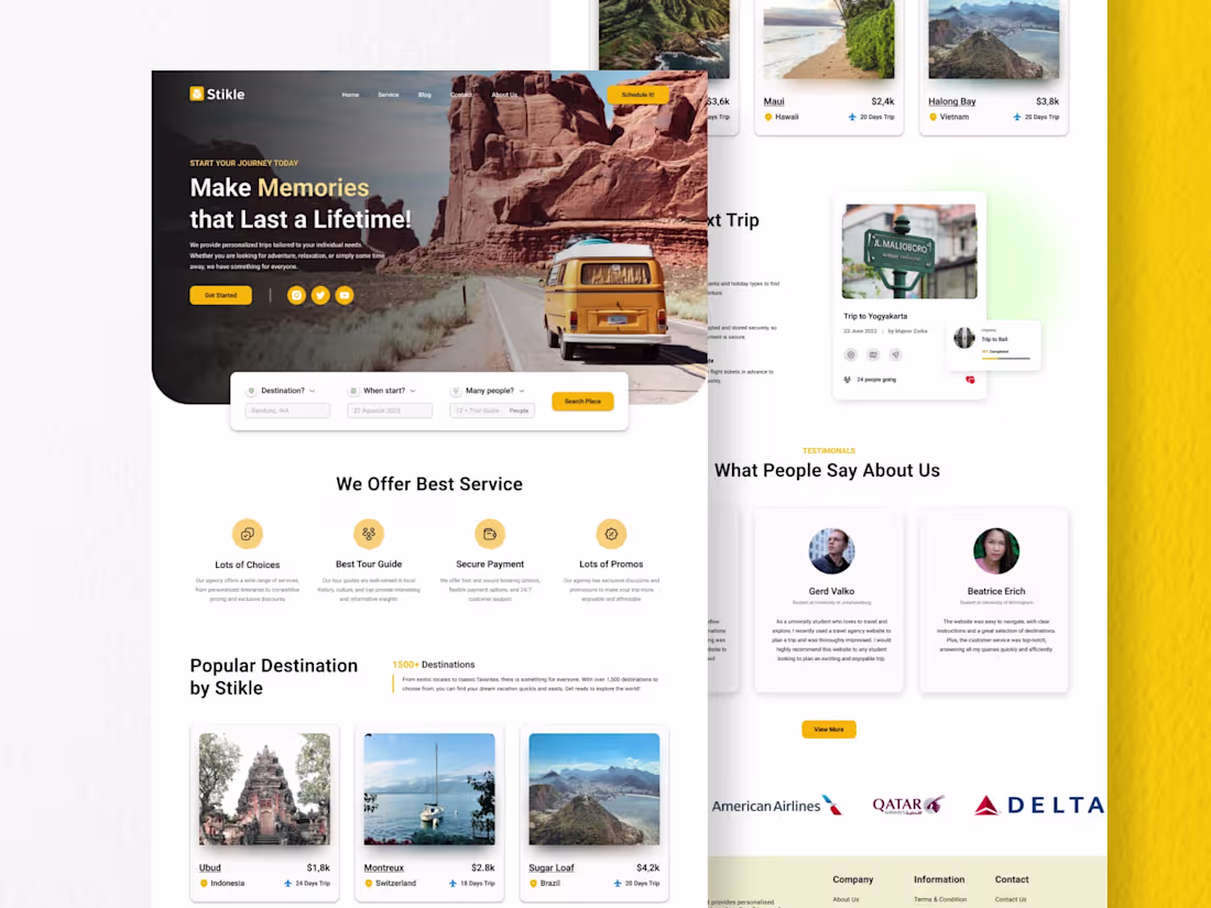 Cover image for Stickle - Travelling Landing Page Website | Webflow