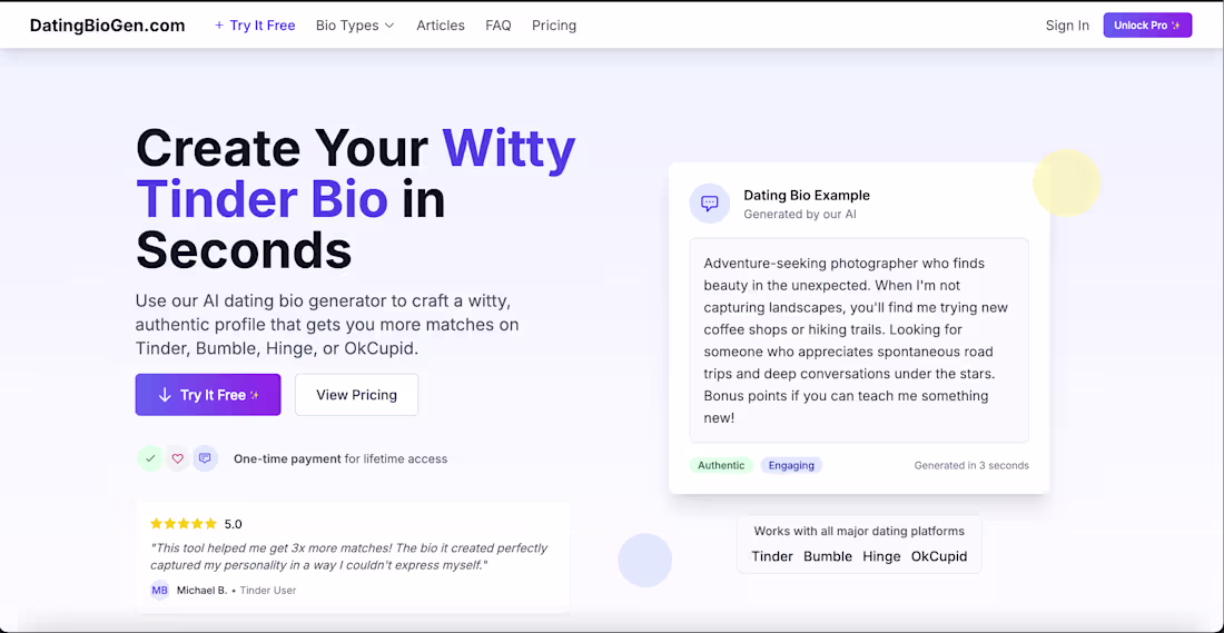 Cover image for An AI-powered Bio Generator for Dating Apps