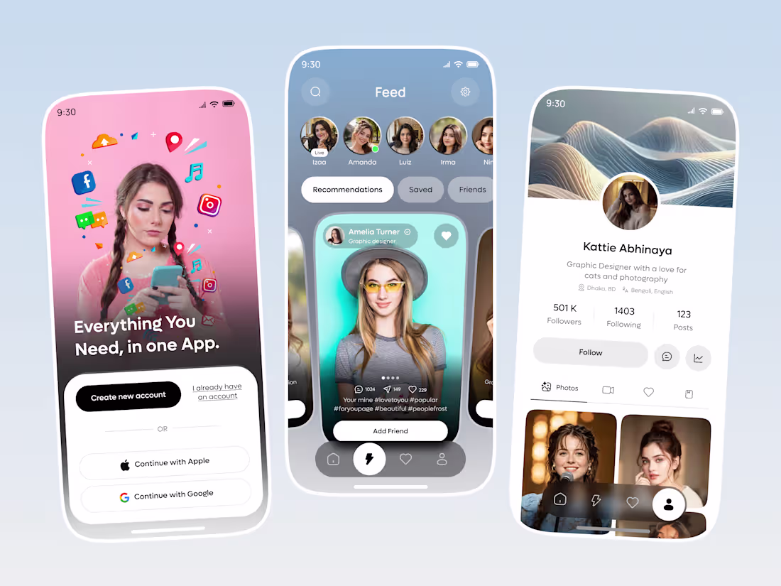 Cover image for Social Media App UI Design for Community Engagement