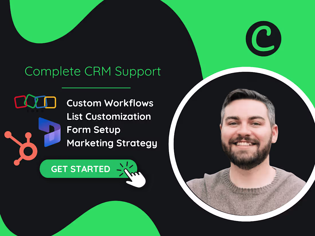 Cover image for Hubspot, Zoho CRM, Microsoft Dynamics CRM Setup and Integrations