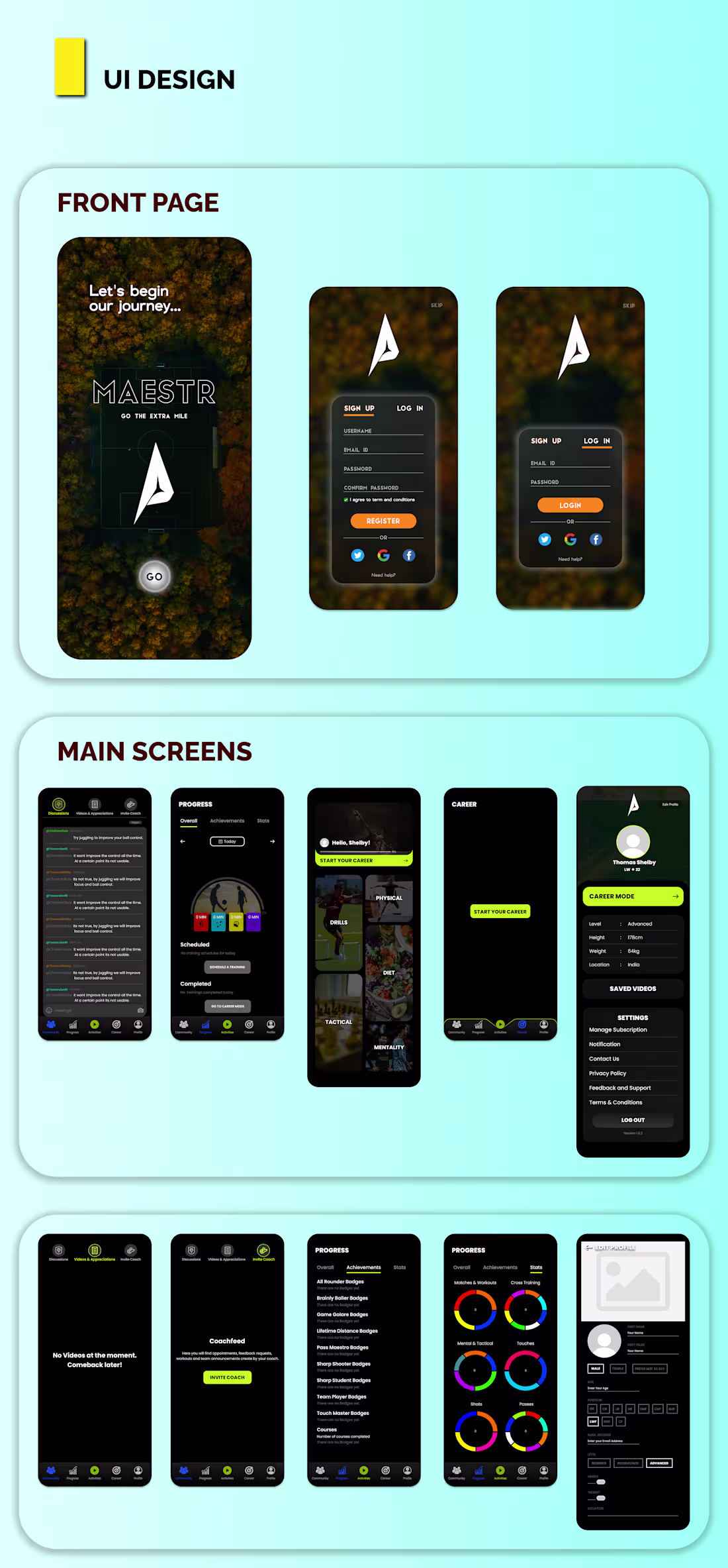 Cover image for MAESTR | UI/UX of a Football Training App :: Behance