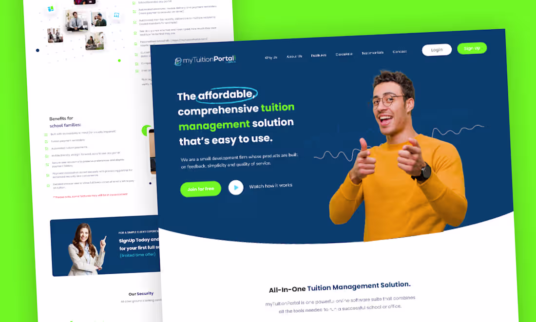 Cover image for #myTutionPortal - Landing Page design! Modern, clean, and co...
