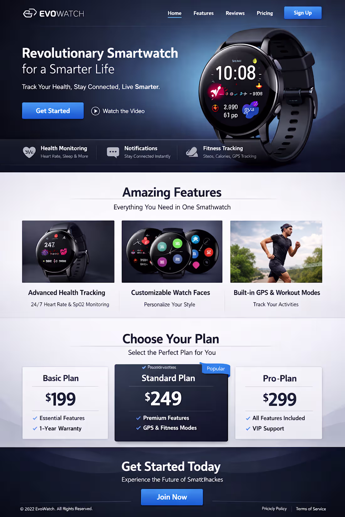 Cover image for Sleek smartwatch landing page with