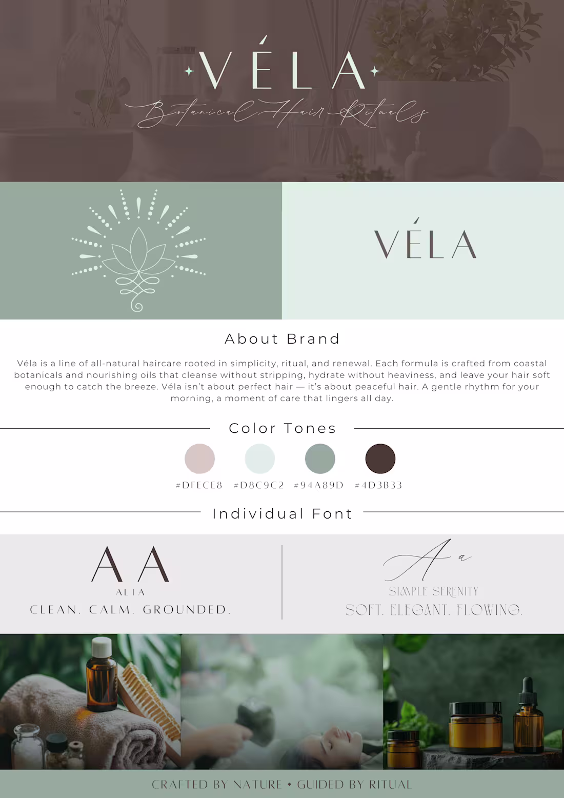 Cover image for New brand style guide concept for VÉLA — a botanical haircar...
