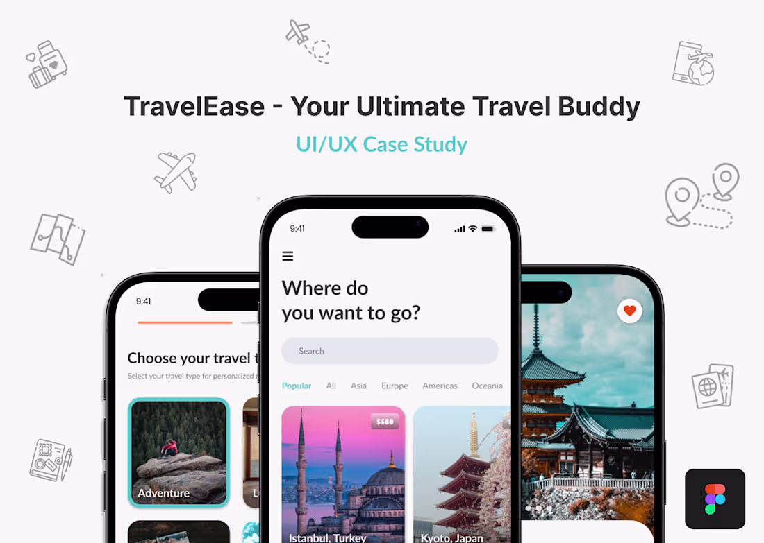Cover image for TravelEase - Travel Booking and Planning app on Behance