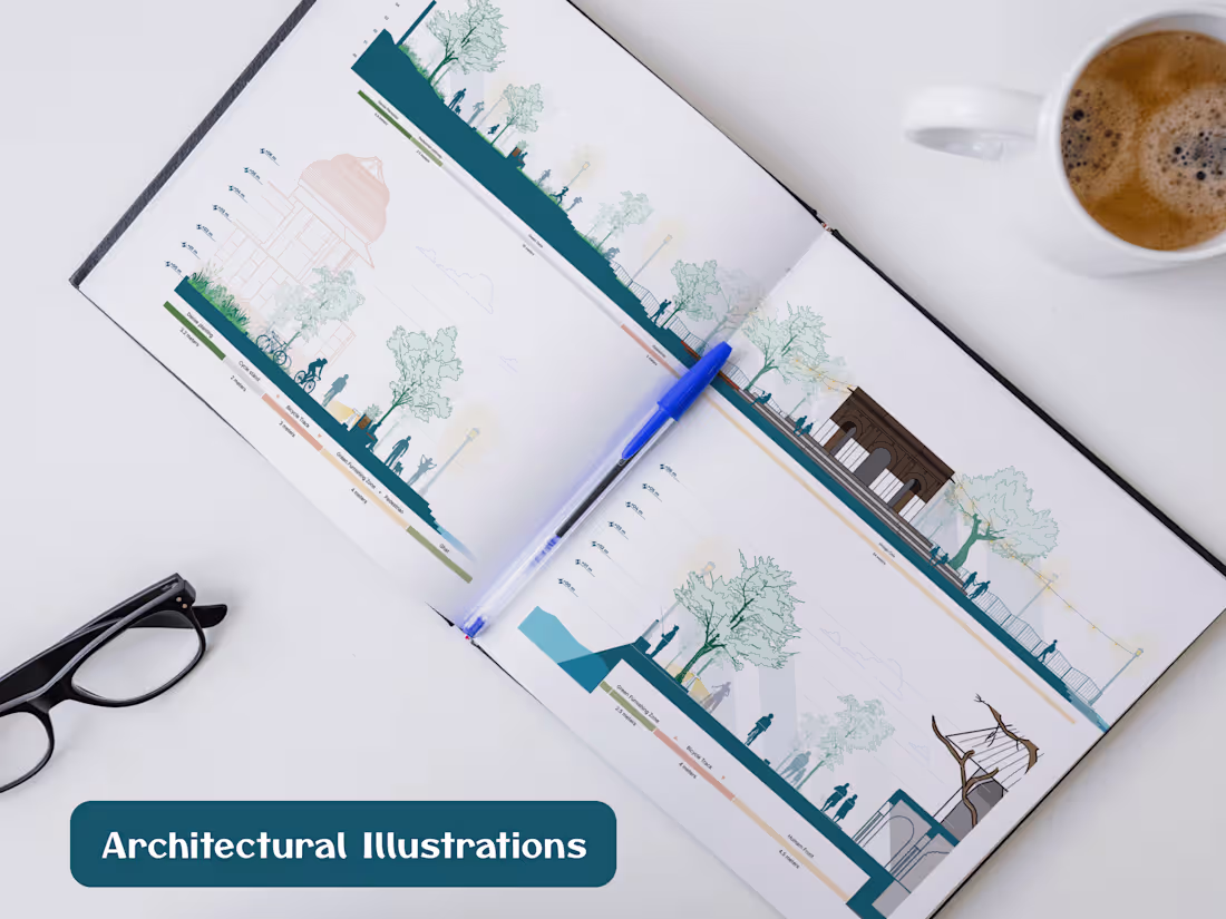 Cover image for Aesthetic architectural render and illustrations of sections