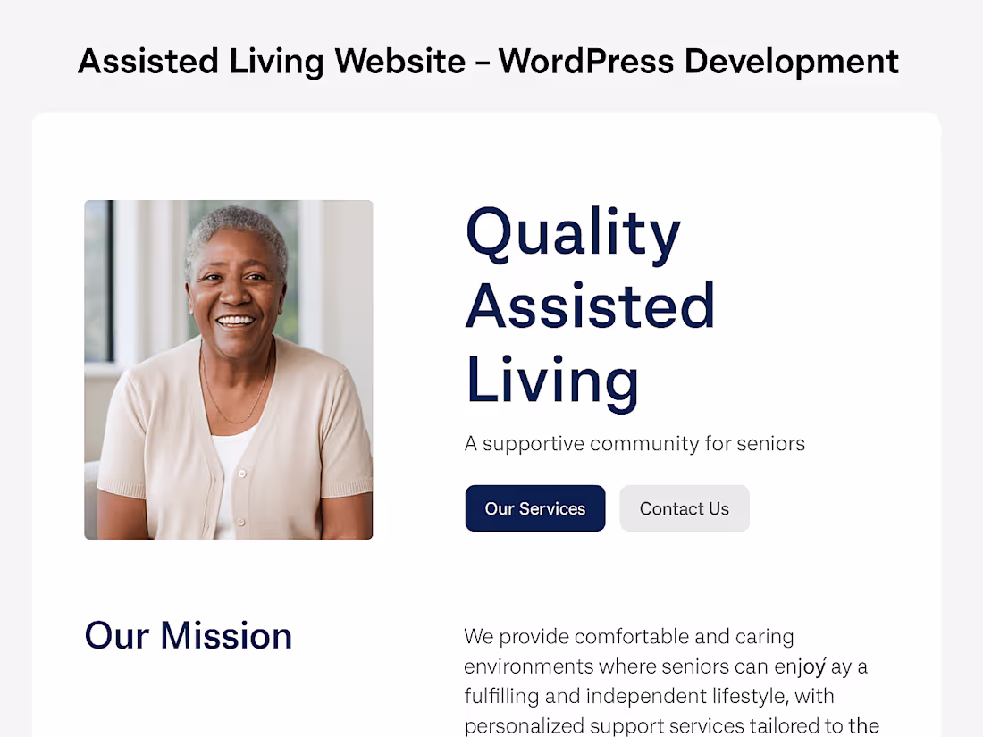 Cover image for Assisted Living Website – WordPress Development