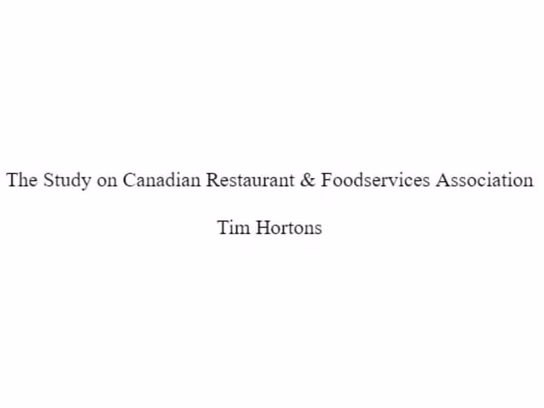 Cover image for The Study on Canadian Restaurant & Foodservices Association