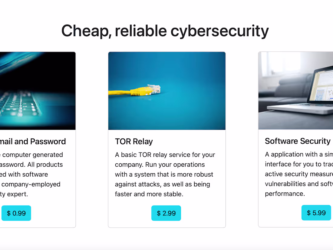 Cover image for Cybersecurity Landing Page