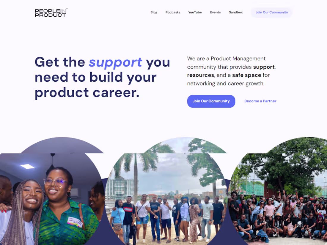 Cover image for  PeopleInProduct - A Product Management Community Website on Web