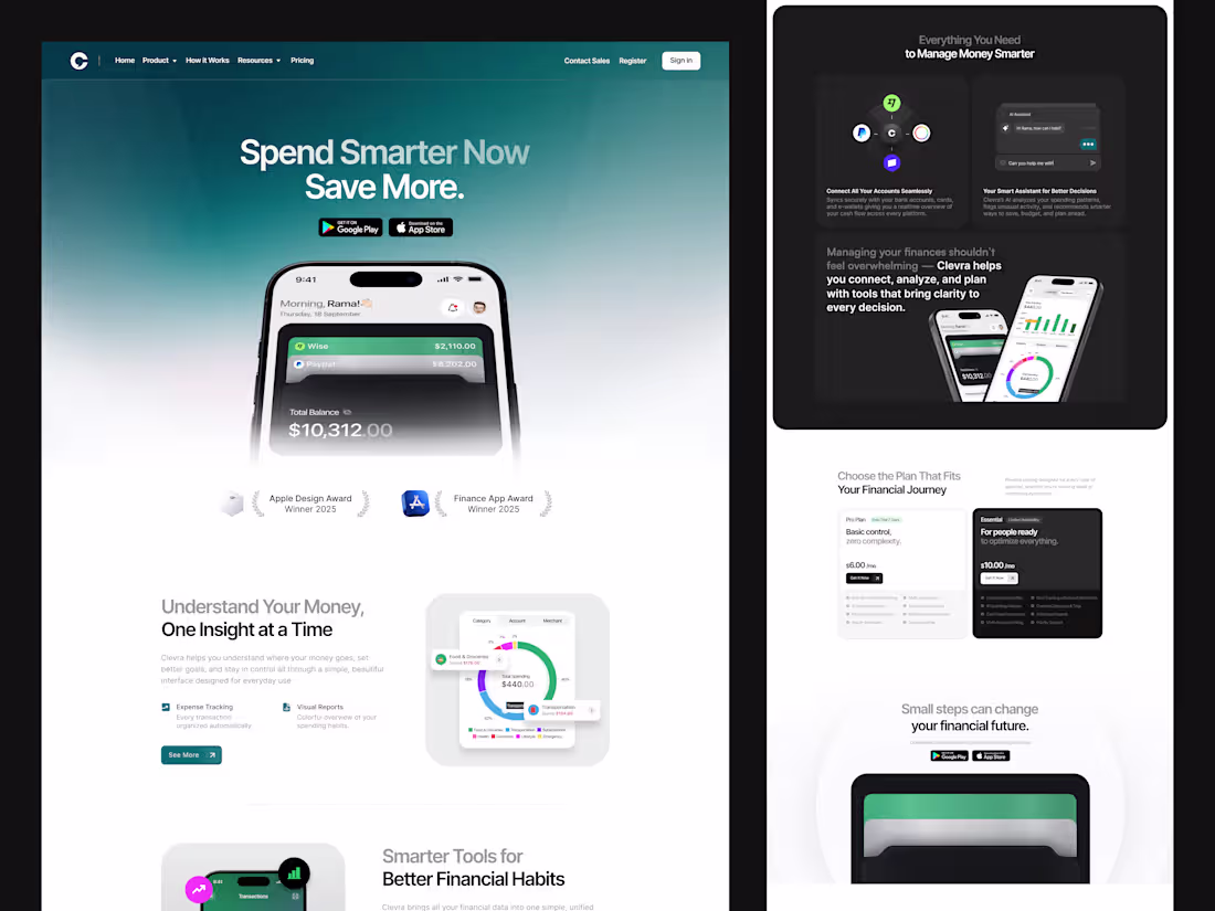 Cover image for Clevra - Finance SaaS Landing Page