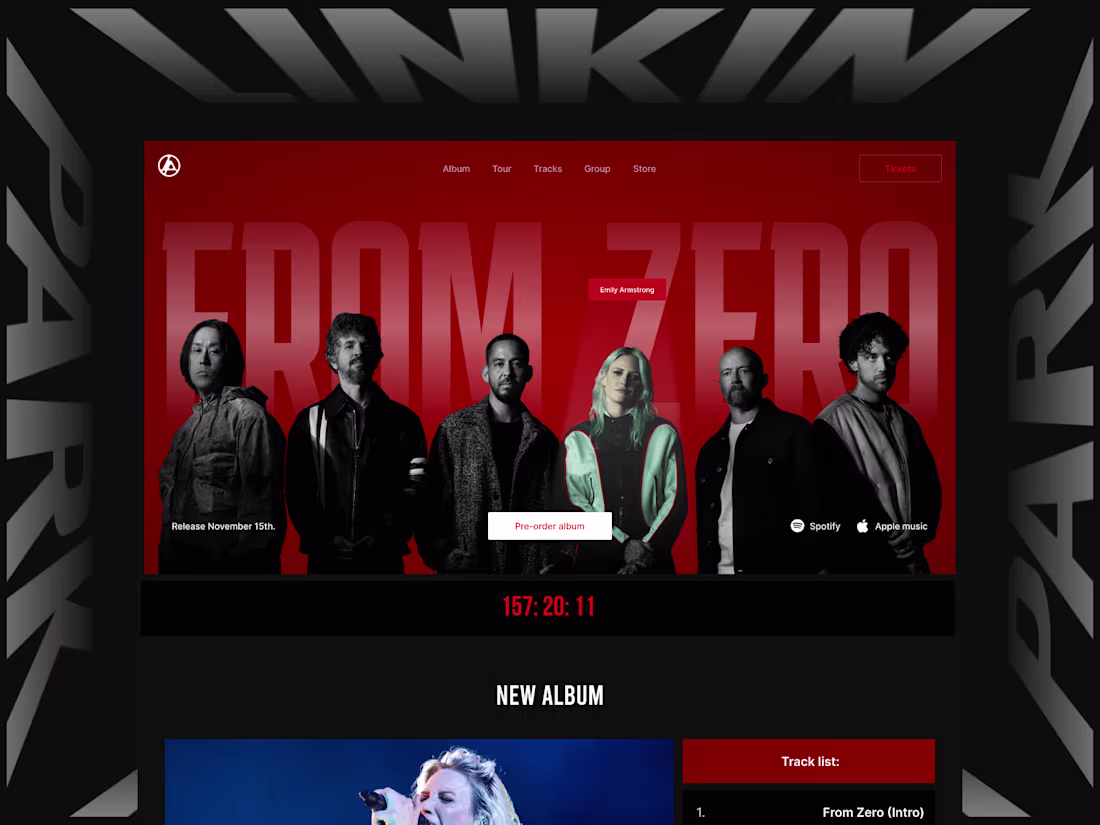 Cover image for Linkin Park «From Zero» album release website