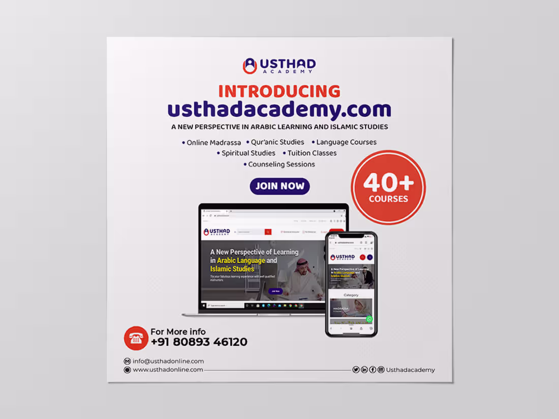 Cover image for Social Media Post and Flyer for Usthad Academy