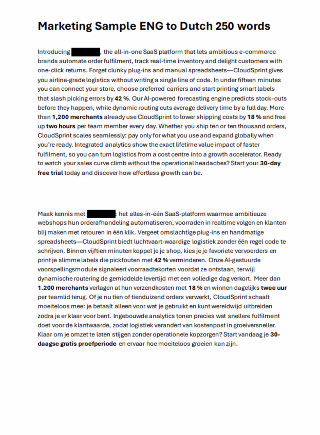 Cover image for Marketing Sample ENG to Dutch 250 words