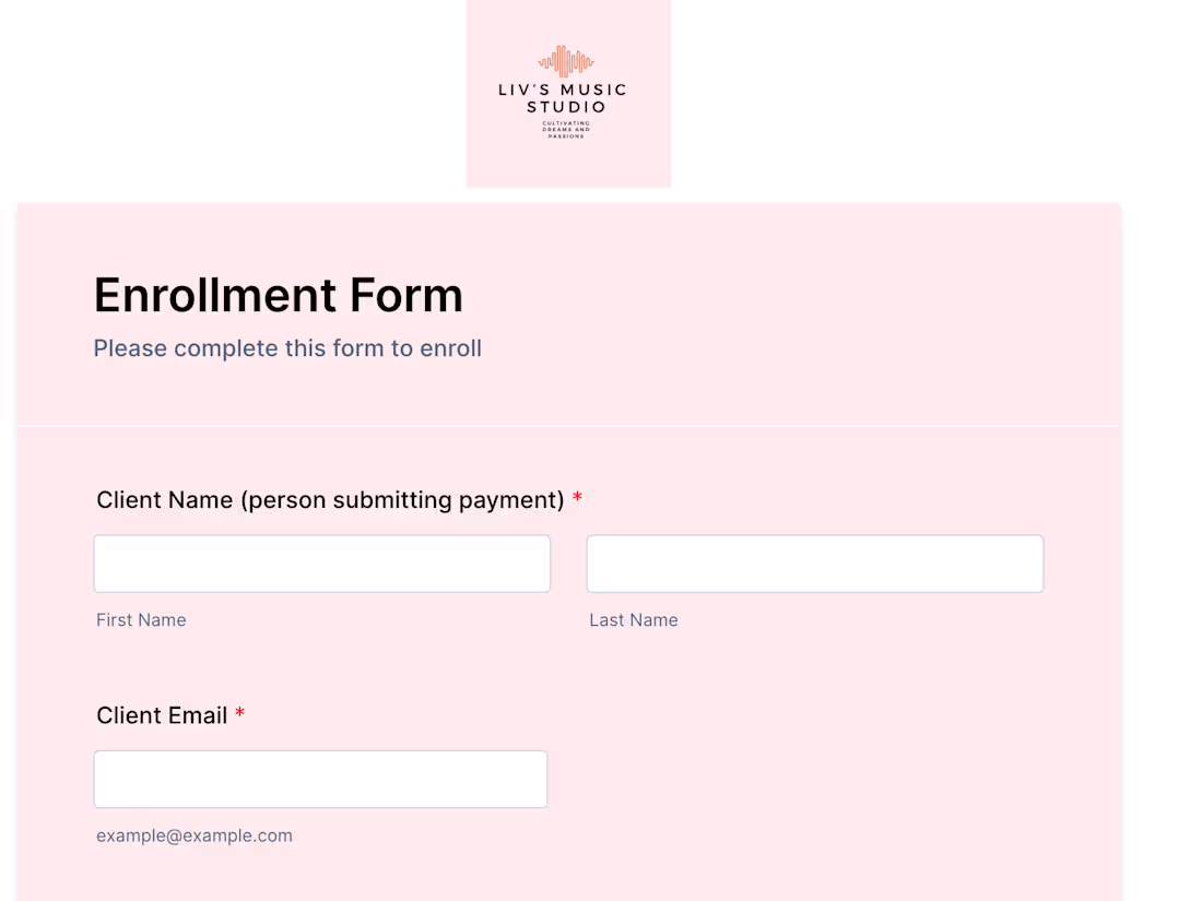 Cover image for Liv's Music Studio Enrollment & CRM