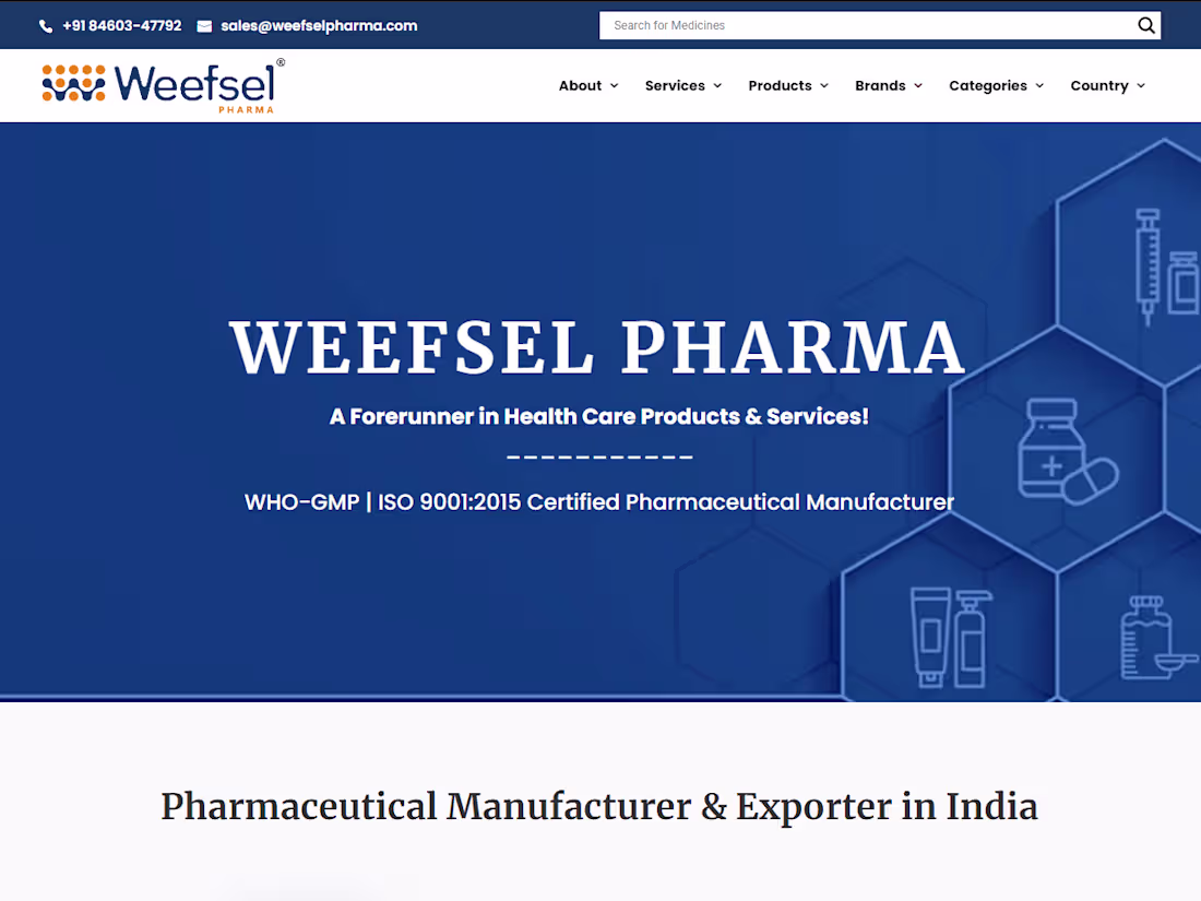 Cover image for Weefsel Pharma: Pharmaceutical Manufacturing Company In India