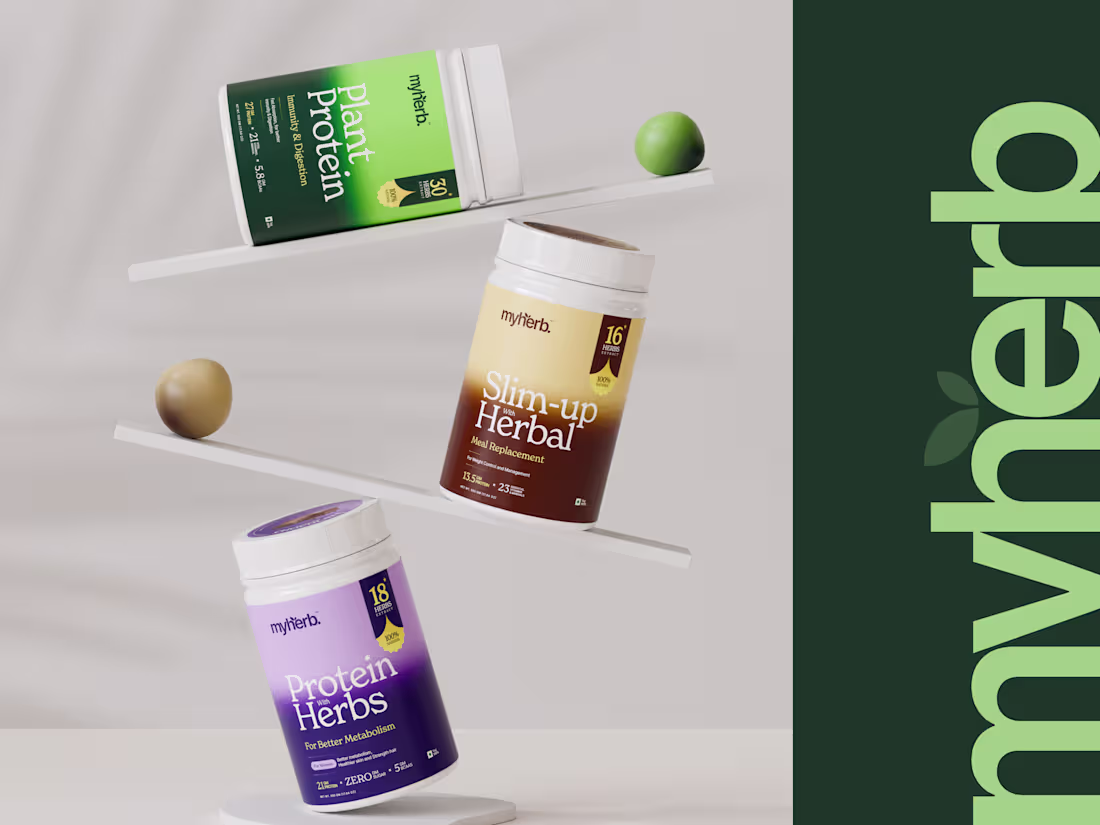 Cover image for Redesign of MyHerb’s nutrition range, focusing on clarity, b...