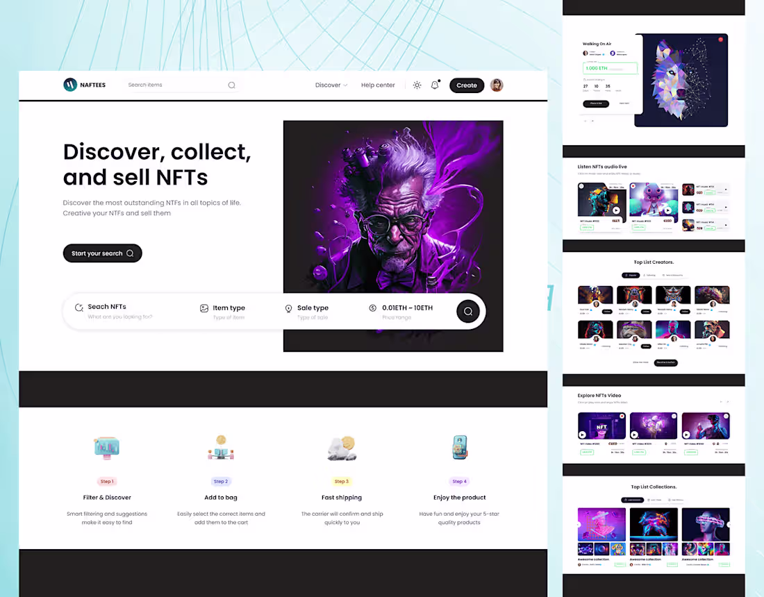 Cover image for NFT Landing Page Design on Behance