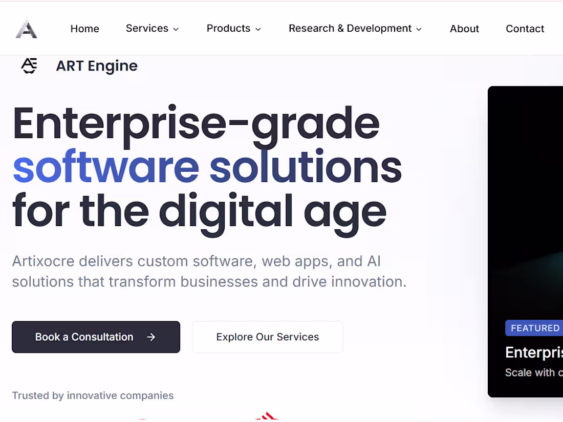 Cover image for Artixcore | Custom Software Development & AI Solutions