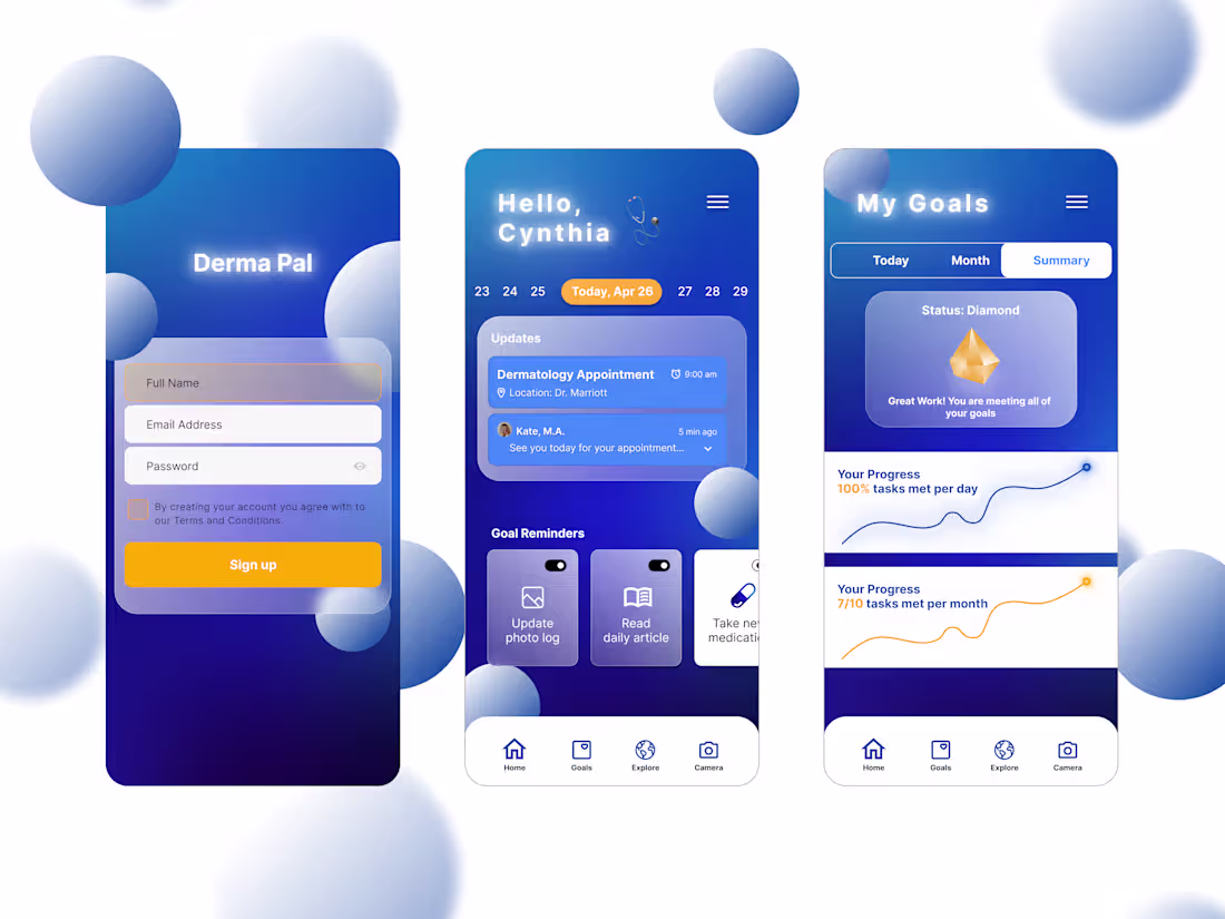 Cover image for A dermatology focused healthcare app.