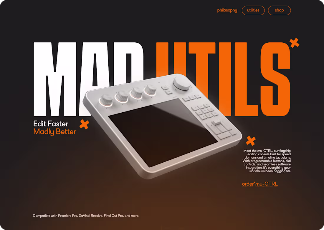 Cover image for Hero Section for a video editing hardware company.