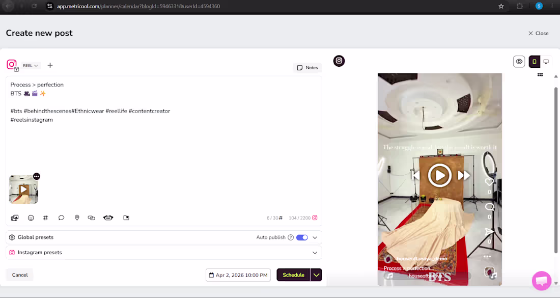Cover image for Planned and scheduled an Instagram