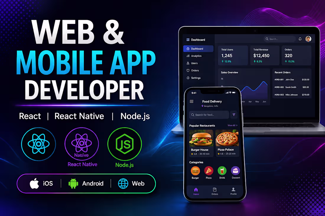 Cover image for Build Web & Mobile Apps (React, Node.js, iOS, Android)