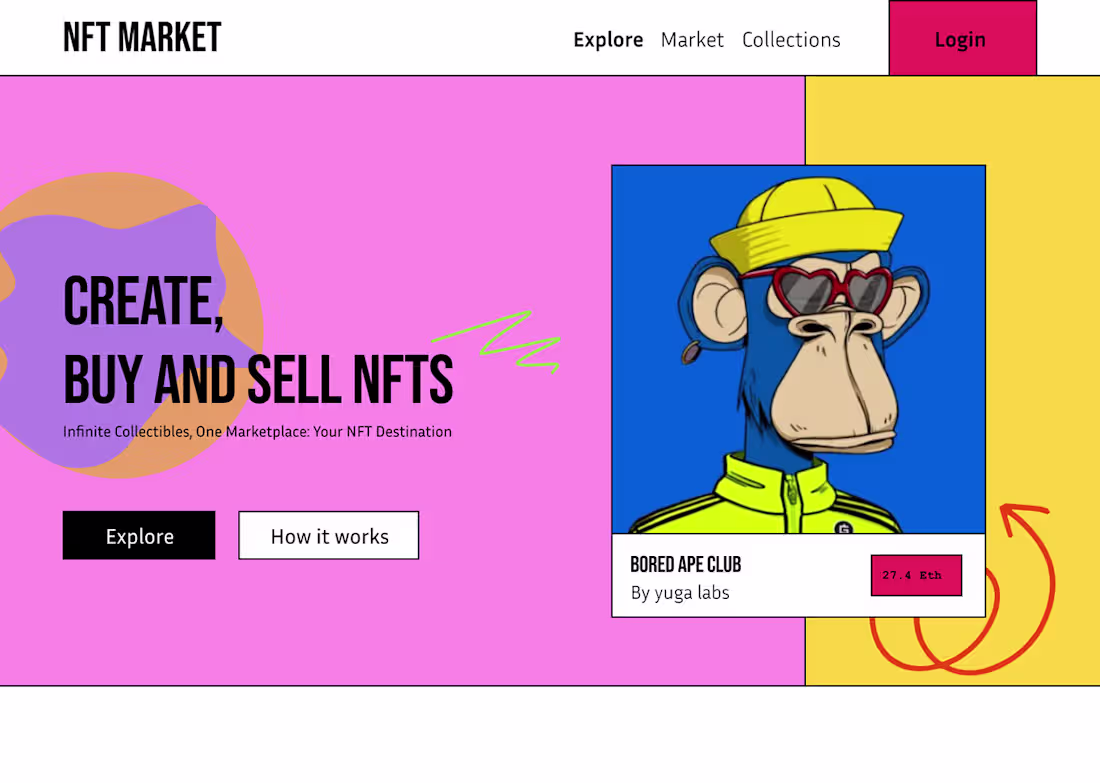 Cover image for Neubrutalism NFT Market on Behance