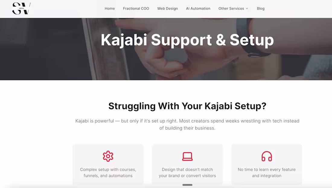 Cover image for Kajabi Support & Setup (AI
