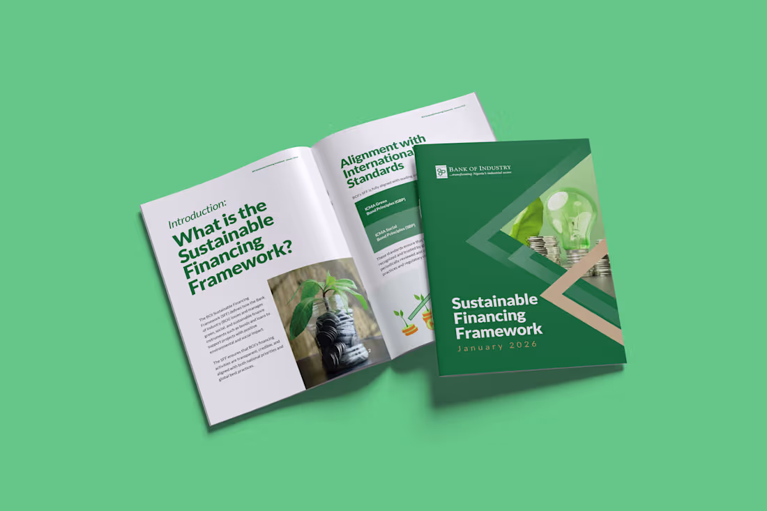 Cover image for Sustainable Financing Framework Editorial Design