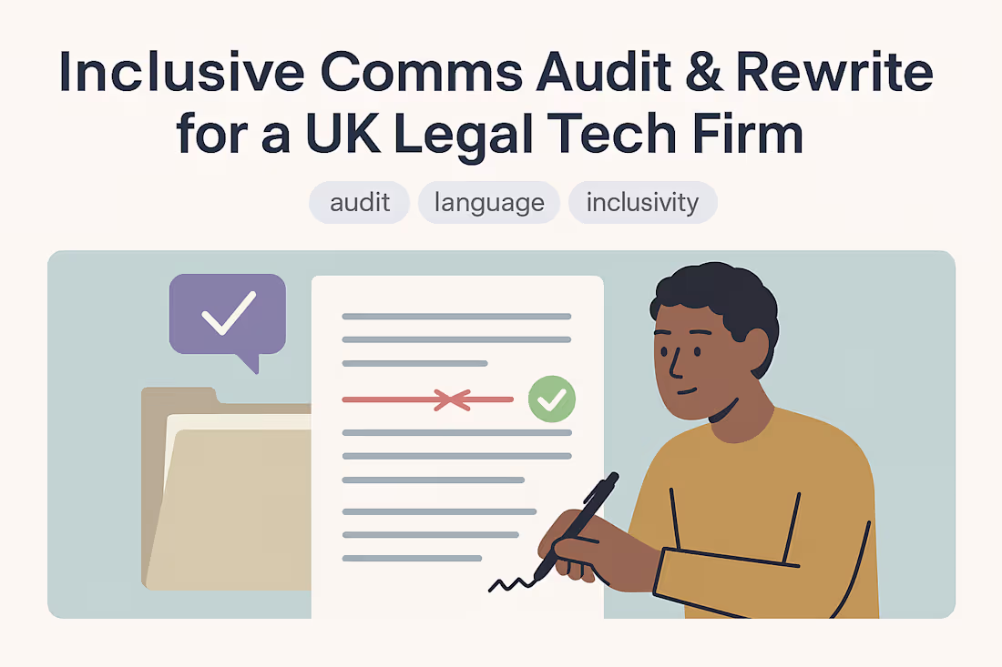 Cover image for Inclusive Comms Audit & Rewrite for a UK Legal Tech Firm