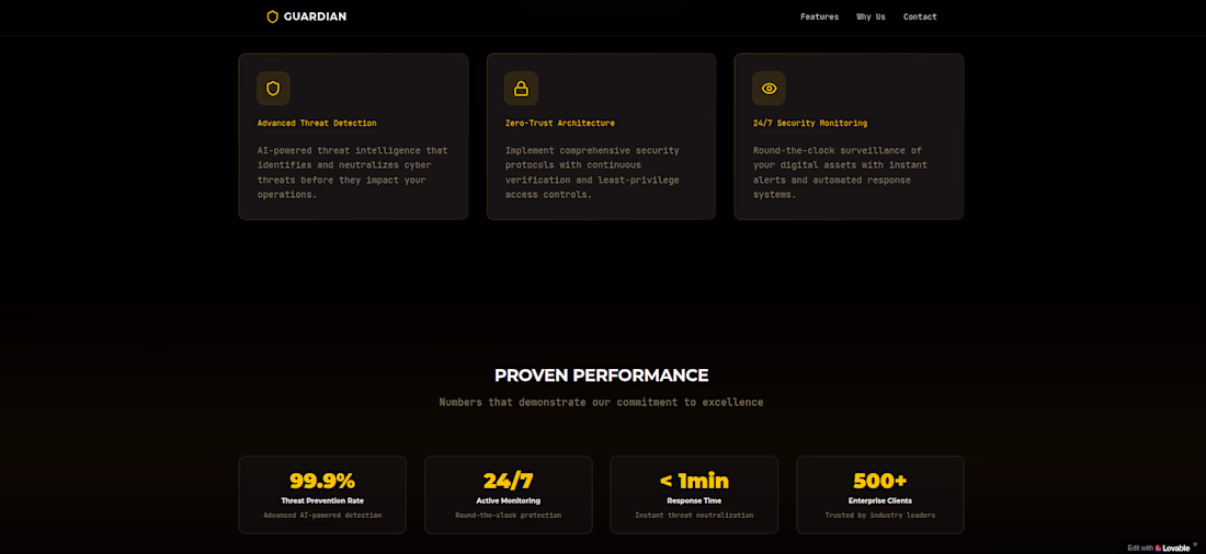 Cover image for I designed a high-impact landing page for Guardian, a modern...