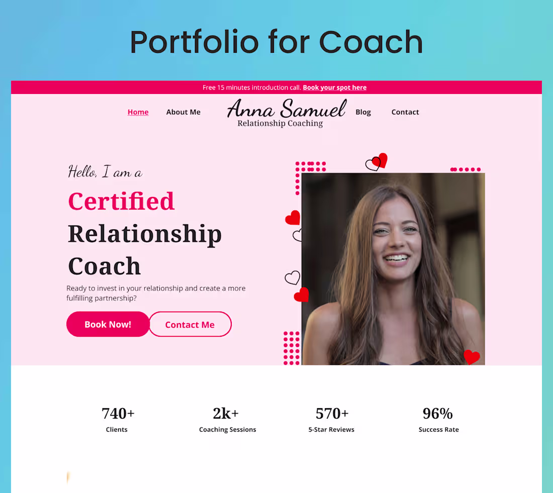 Cover image for Relationship coach portfolio website design on Behance