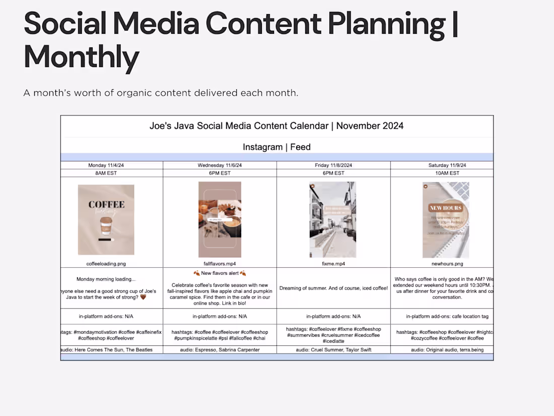 Cover image for Social Media Content Planning | Monthly