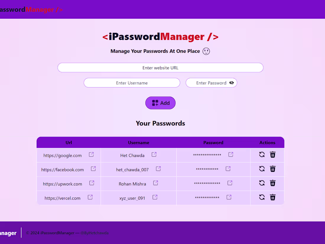 Cover image for iPassManager-Managing your passwords at one place