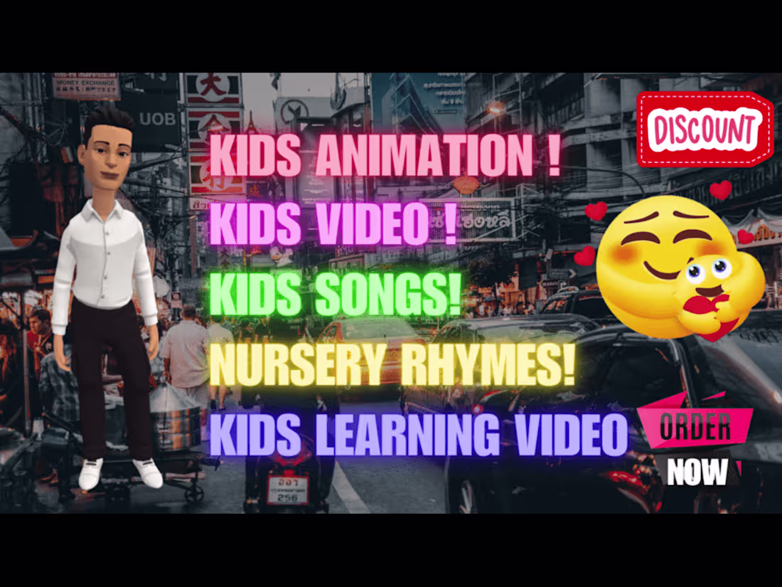 Cover image for I will create kid learning video, nursery rhymes and kids songs 