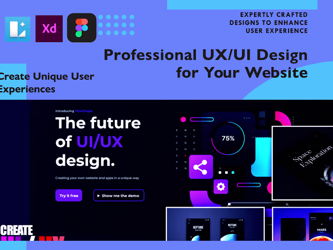 Cover image for I will do UI/UX Design for unique web experience 