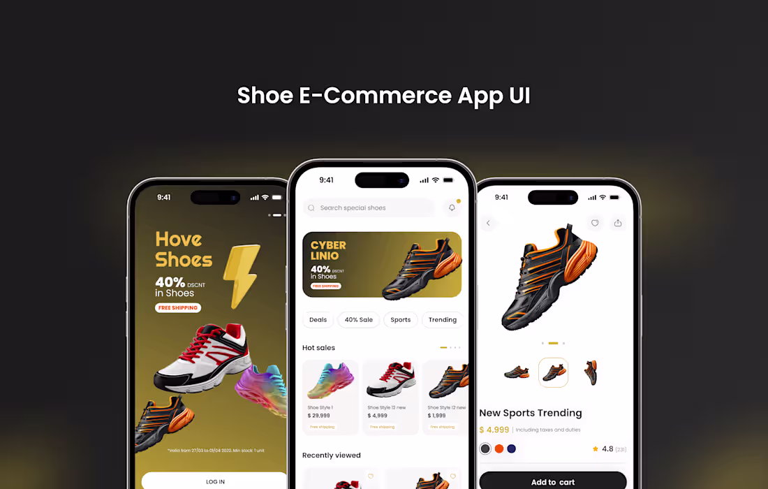 Cover image for Shoes E-Commerce App UI
