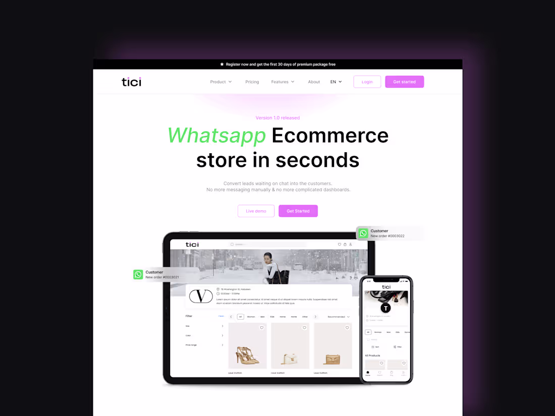 Cover image for Tici e-commerse website