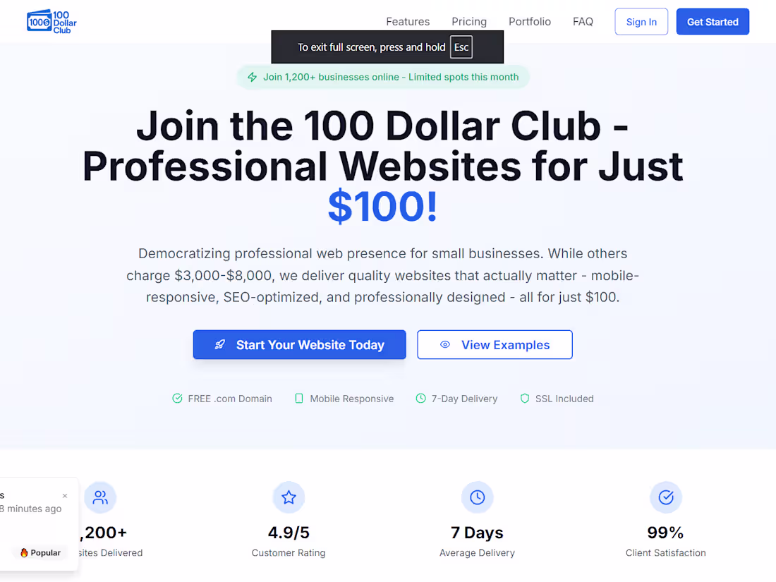 Cover image for $100 Dollar Club Web Application Development