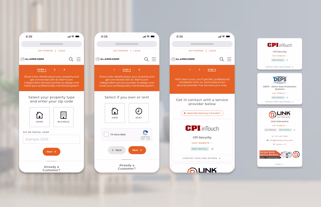 Cover image for Lead Generation Flow Redesign for Alarm.com