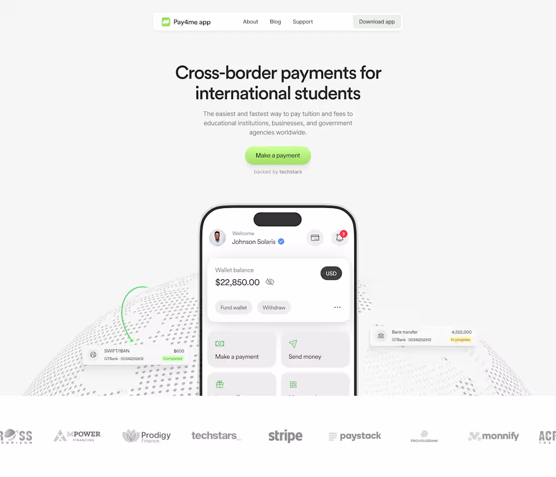Cover image for Pay4me app landing page redesign