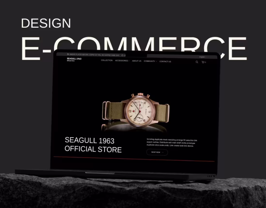 Cover image for Seagull 1963 watch | e-commerce design