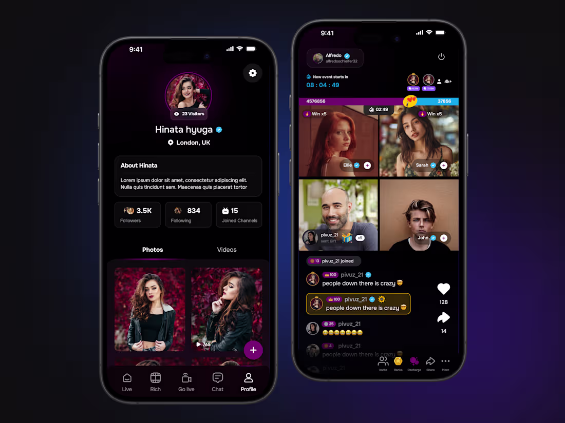 Cover image for Bubble App – Social Streaming UI/UX