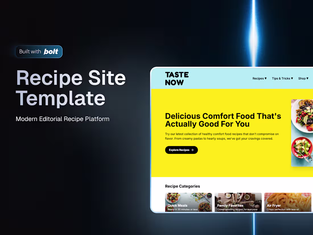 Cover image for Taste Now - Recipe Platform Template