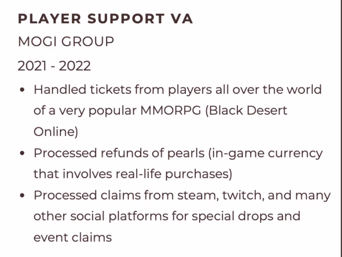 Cover image for Player Support VA