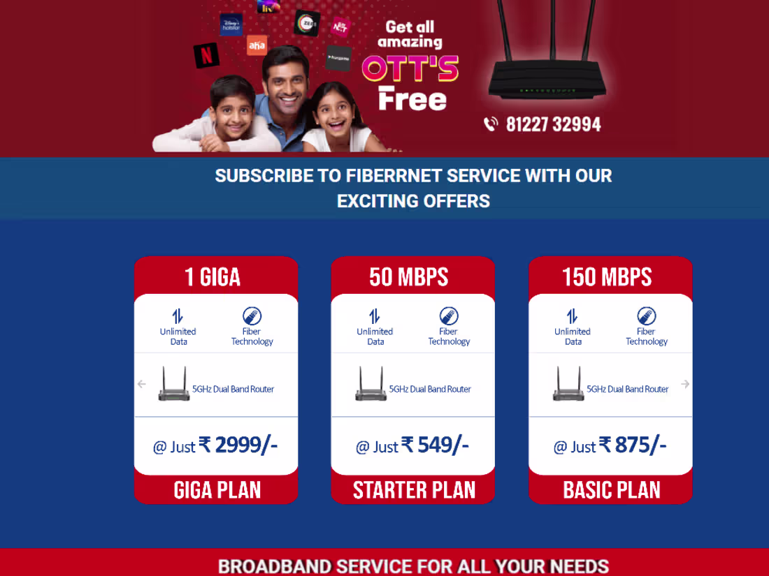 Cover image for Developed a webiste Fiberrnet to showcase their plans.