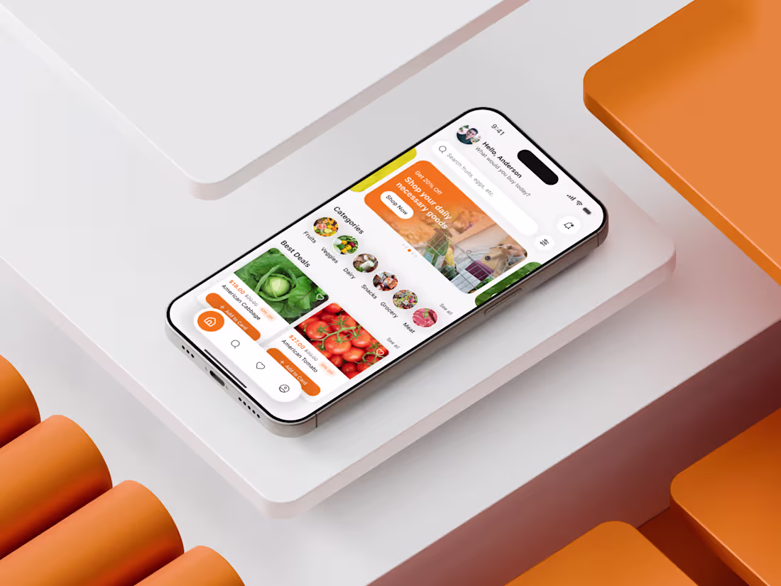 Cover image for Recently, I designed a Grocery Shopping Mobile App Home Scre...