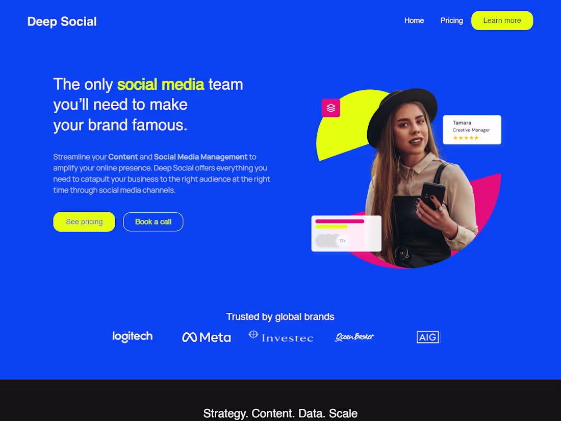 Cover image for Deepsocial Landing Page designed on Webflow
